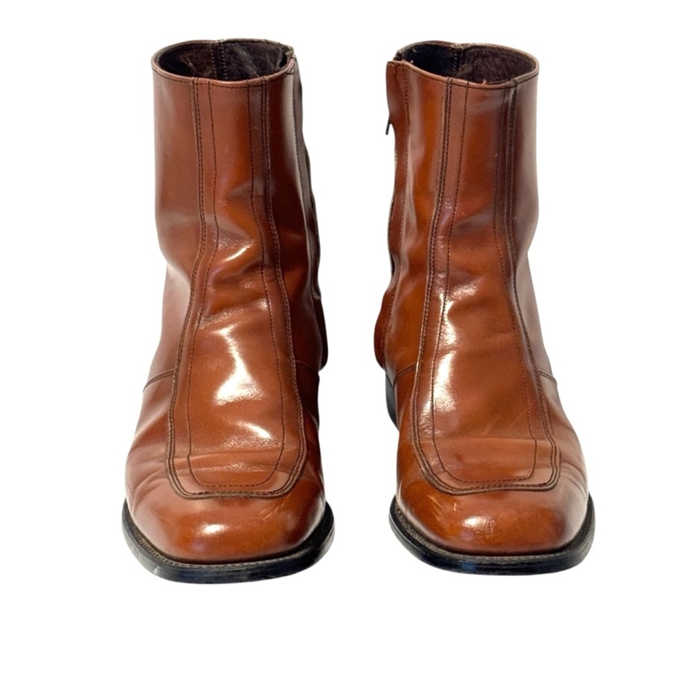 70s  Men’s size 7.5 Vintage Retro Brown Leather Retro Ankle Zip Boot